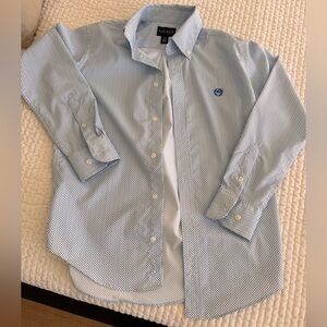 Lauren Ralph Lauren White and Blue Patterned boys dress shirt